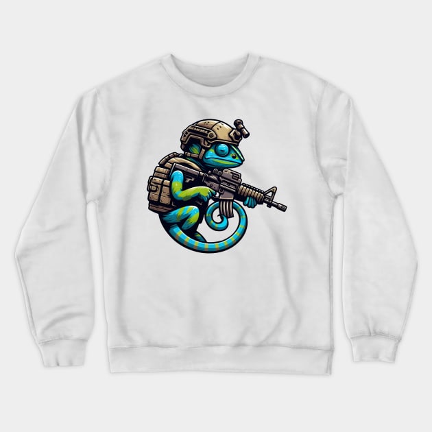 Tactical Cameleon Mastery Tee: Where Style Meets Stealth Crewneck Sweatshirt by Rawlifegraphic